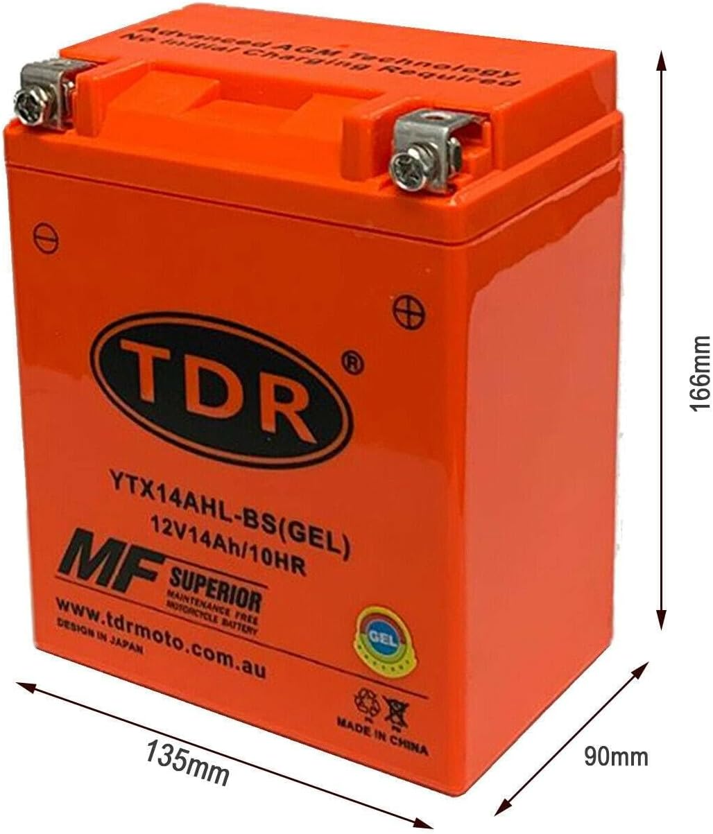 TDR YTX14AHL-BS 12V 14Ah GEL Motorbike Battery image number 6