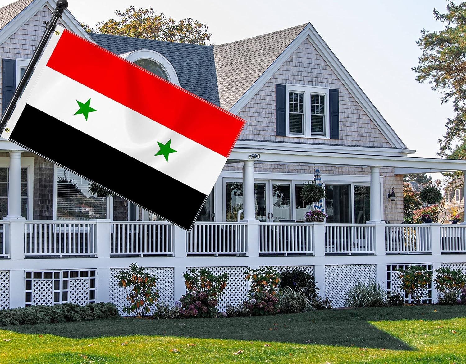 Large 3&times;5 FT Syria Flag, Big 75D Syrians National Outdoor Banner,Decorgarden with Brass Gromment