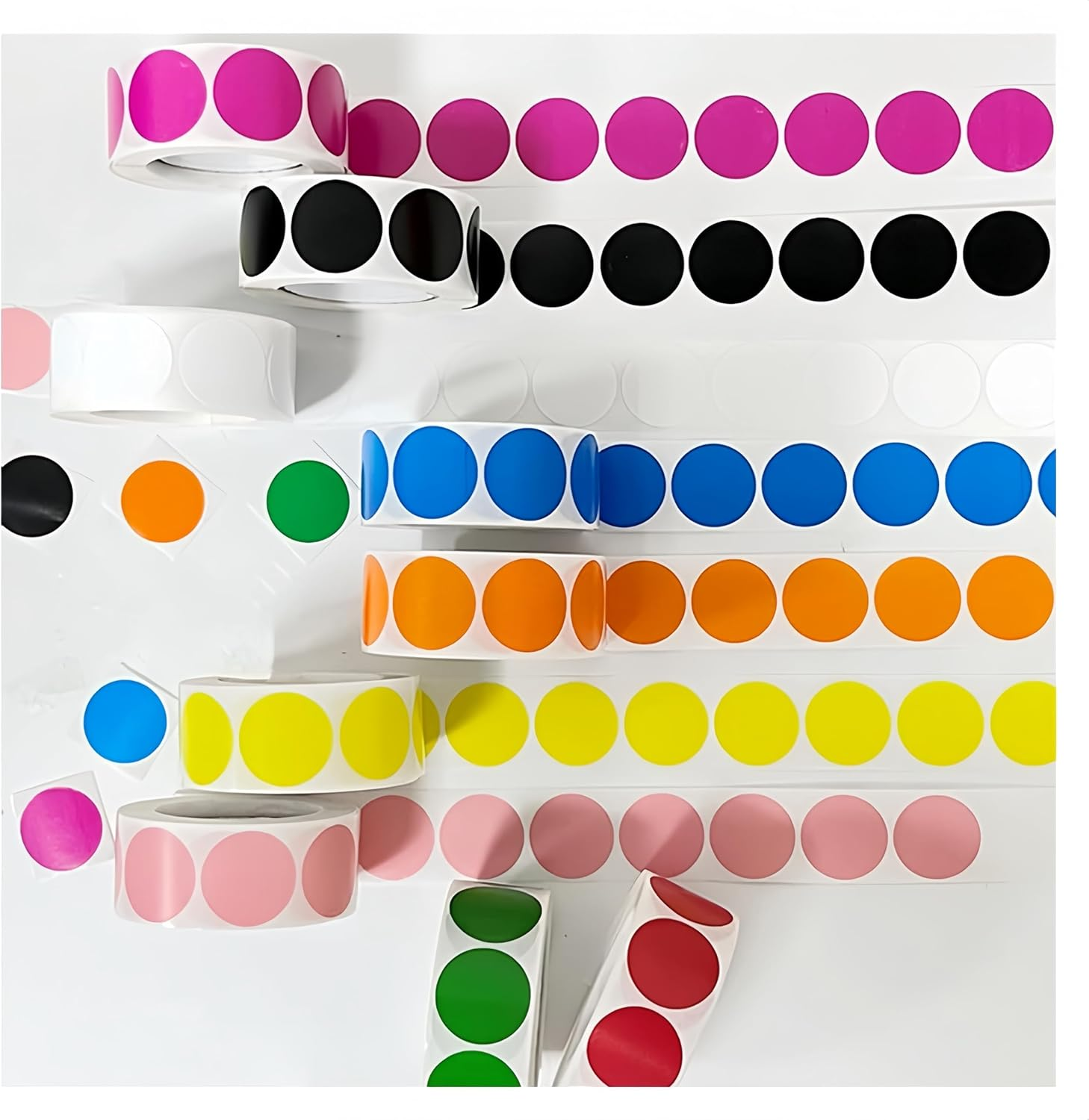 8 Rolls round Coding Circle Dots Stickers, 4000 Labels (500 Pieces/Roll), Multicolor, 2.5 Cm Diameter, Paper, LABEL