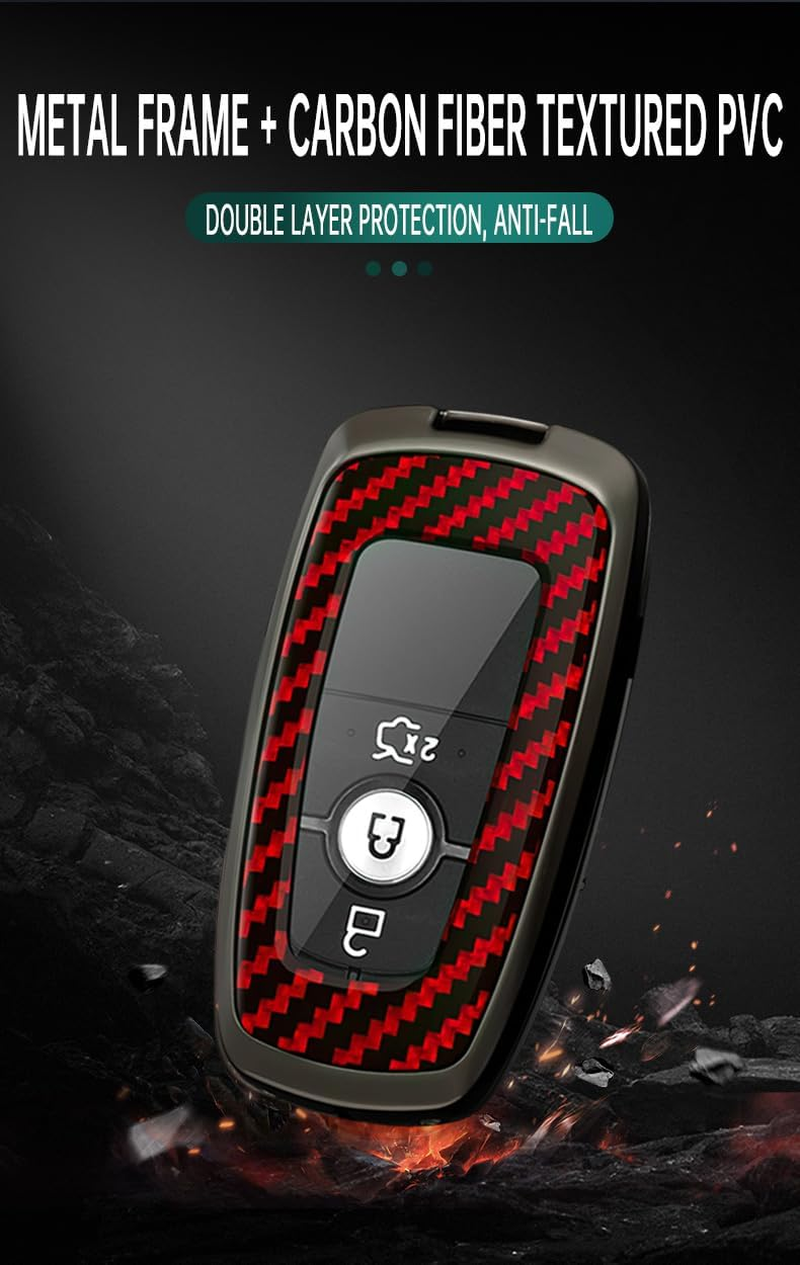 Ontto Alloy Car Key Fob Cover Fit for Ford Mustang Edge Fusion S-Max Ranger Mondeo F-150 F-250 Ecosport Key Case Keyring PVC Key Shell Holder Keychian Accessories 2/3/4/5 Buttons Black image number 6