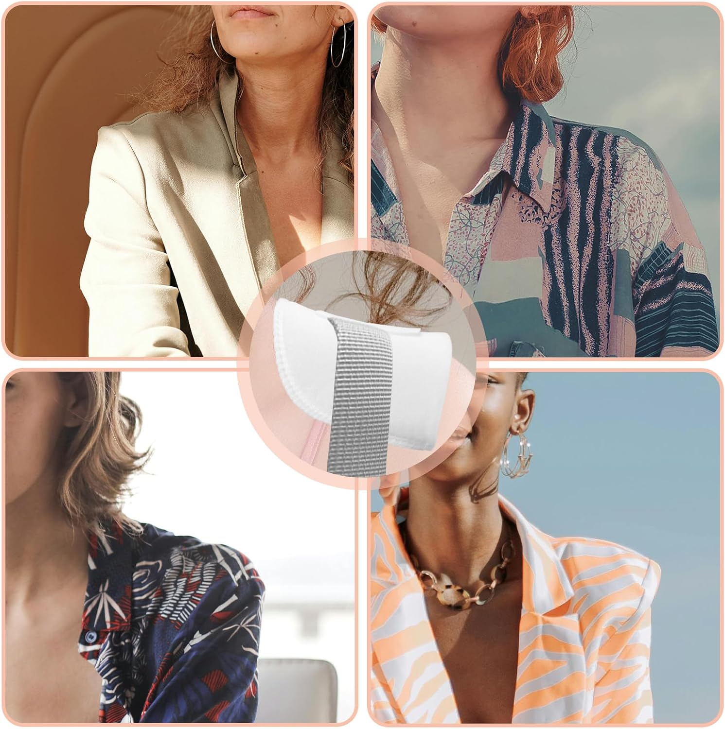 4 Pairs Set-In Shoulder Pads 1.5Cm Thickening Foam Shoulder Pads for Womens Clothing Sewing Supplies Breathable Sponge Pads for Sloping High Low Shoulders Blazer Suit (Black & White) - Black  Skin image number 2