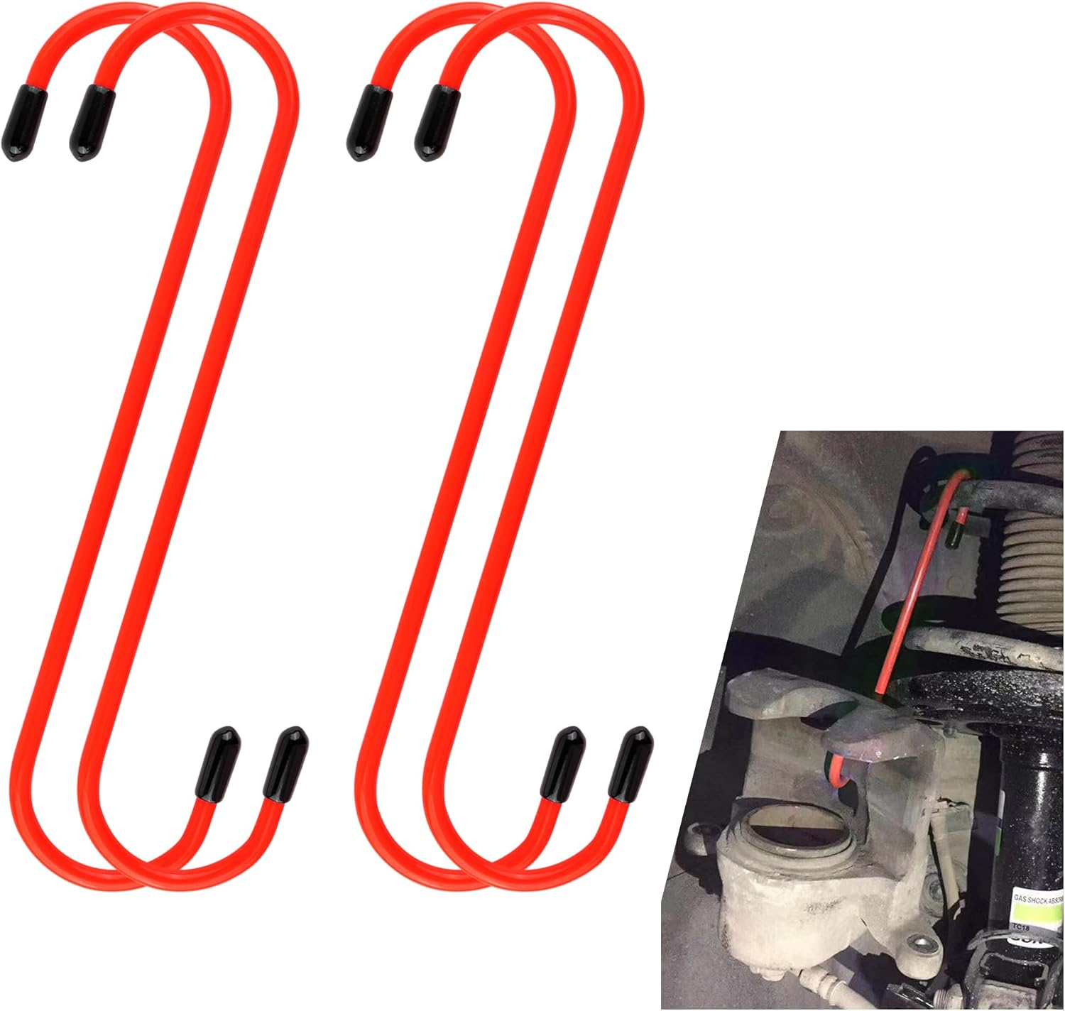 Junecarp 4PCS Brake Caliper Hangers,Durable Brake Caliper Hooks Suspension Tools for Changing Brake Pads,Strong Load-Bearing Brake Caliper Hanger Hooks Automotive Tool for Cars,Trucks (Red/4Pcs) image number 1