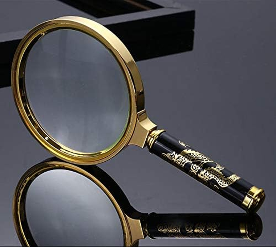 Magnifying Glass 6X + 8X Magnification Magnifier Handheld Magnifier for Science, Reading Book, Inspection. (6X Gold) image number 6