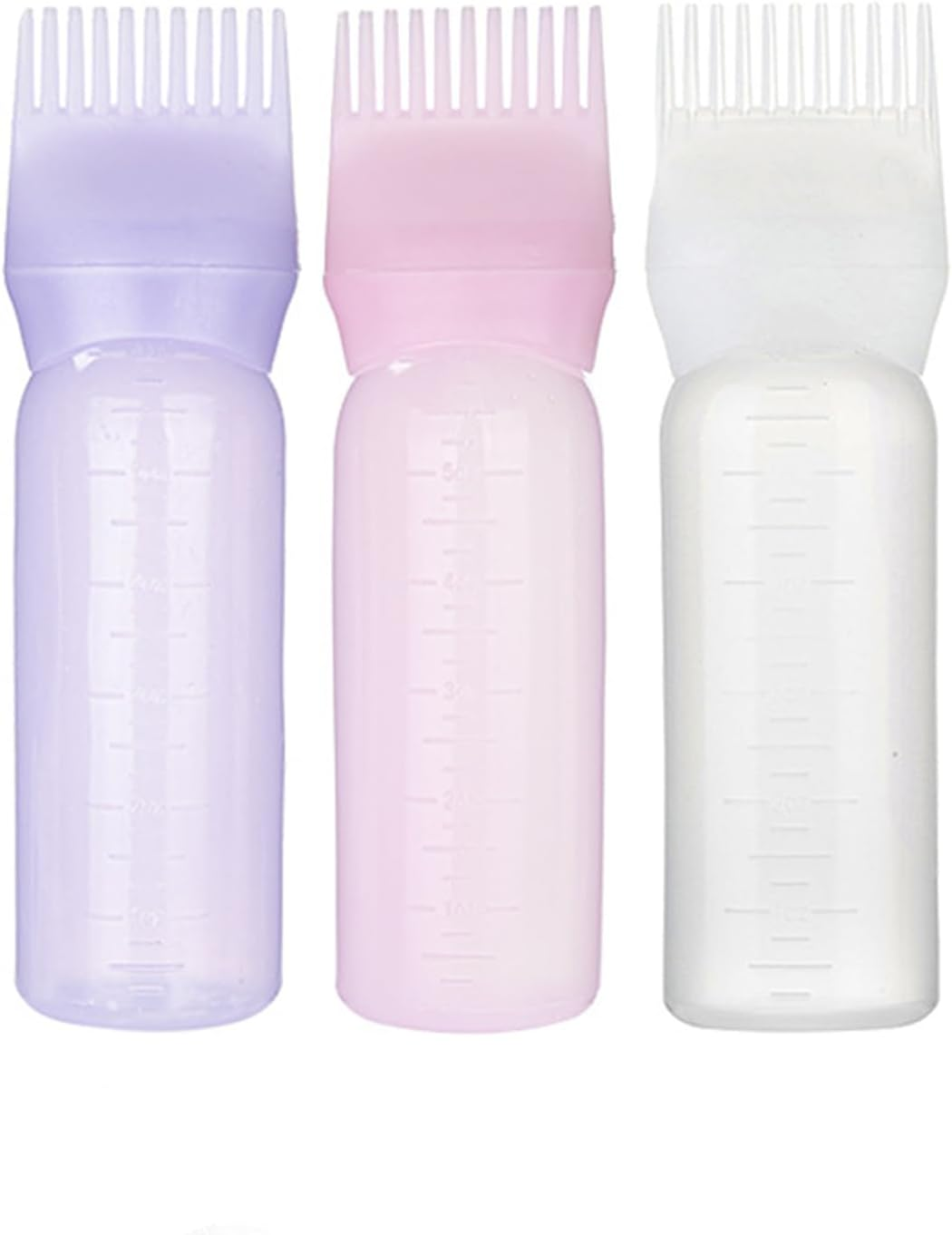 3Pcs Applicator Bottle for Hair Root Comb Color Applicator Bottle Styling Tool (Whitepinkpurple)