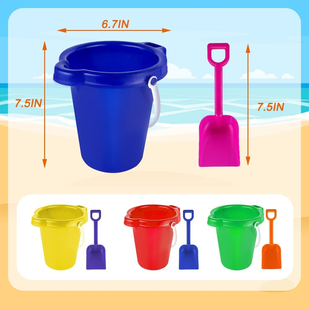 Large Sand Bucket Pail with Shovel, 7'' Size Water Bucket for Beach Fun, Great Summer Party Accessory image number 1