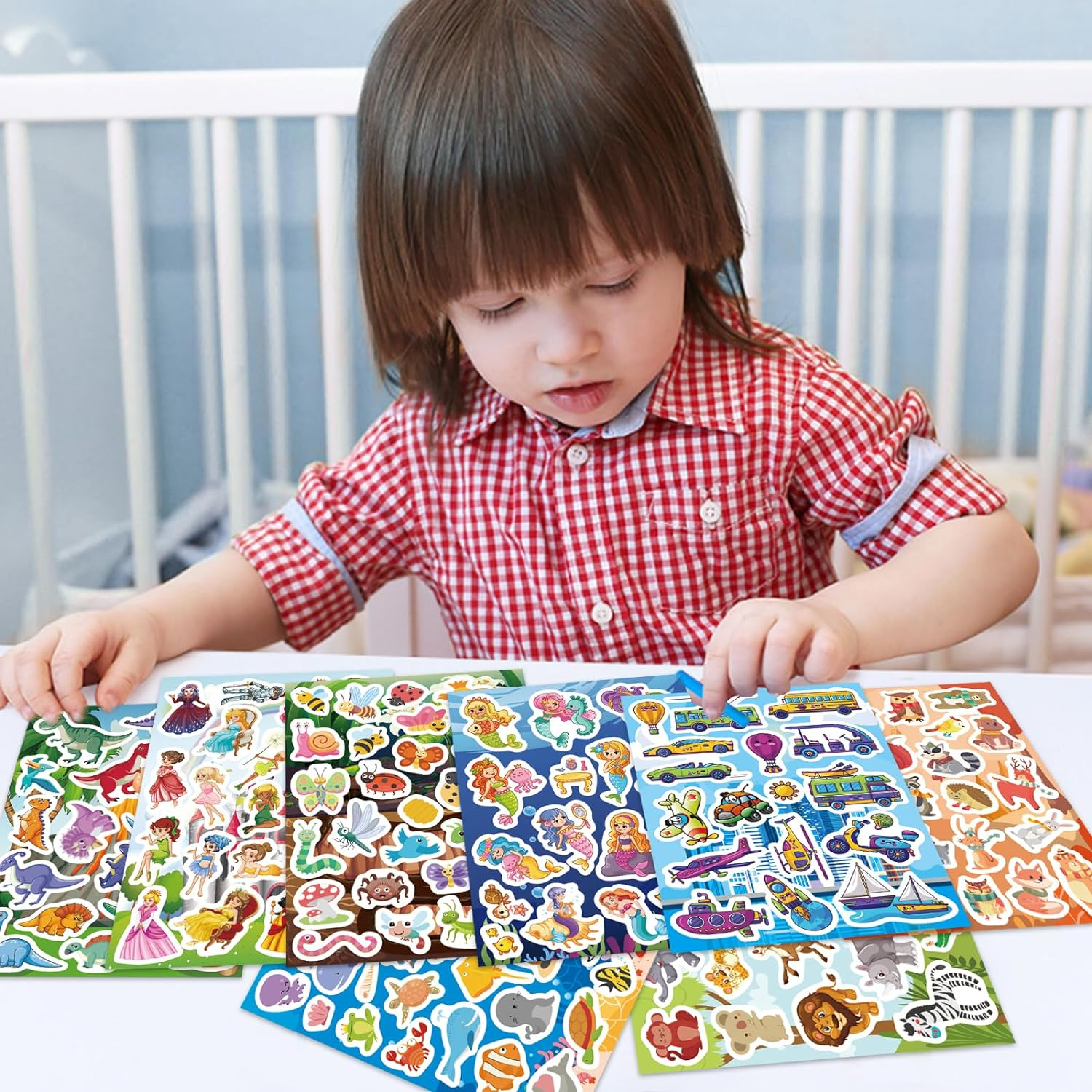 Kids Sticker, 342 PCS Animal Stickers, Colorful Water Proof Dinosaur Stickers, Princess Stickers, Decal Water Bottle Scrapbook Mermaid Stickers for Kids Boys Girls Birthday Party Gifts Decoration image number 4