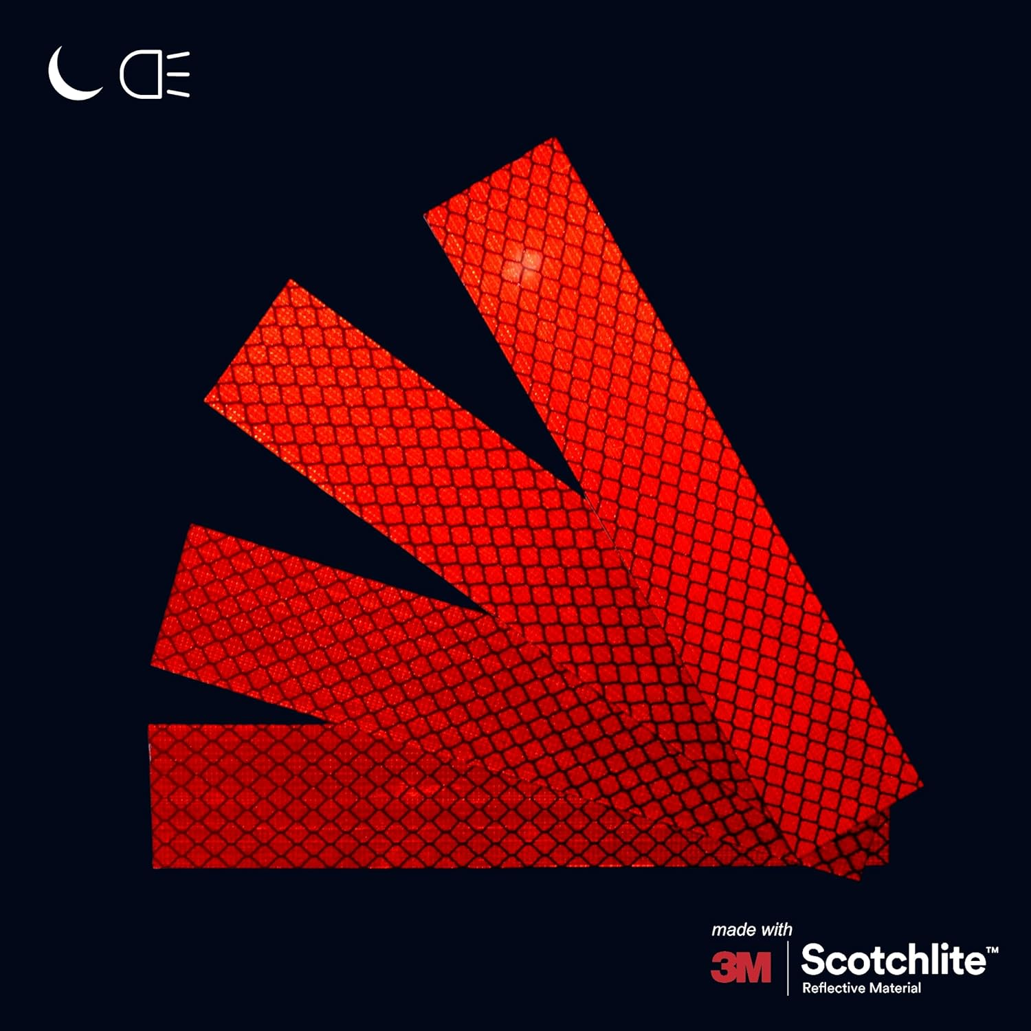 Salzmann Diamond Grade Reflective Stickers | Waterproof and Weatherproof Reflective Stickers for Cars, Motorcycles, Helmets Etc. | Made with 3M Scotchlite | 4 Stickers per Pack image number 3