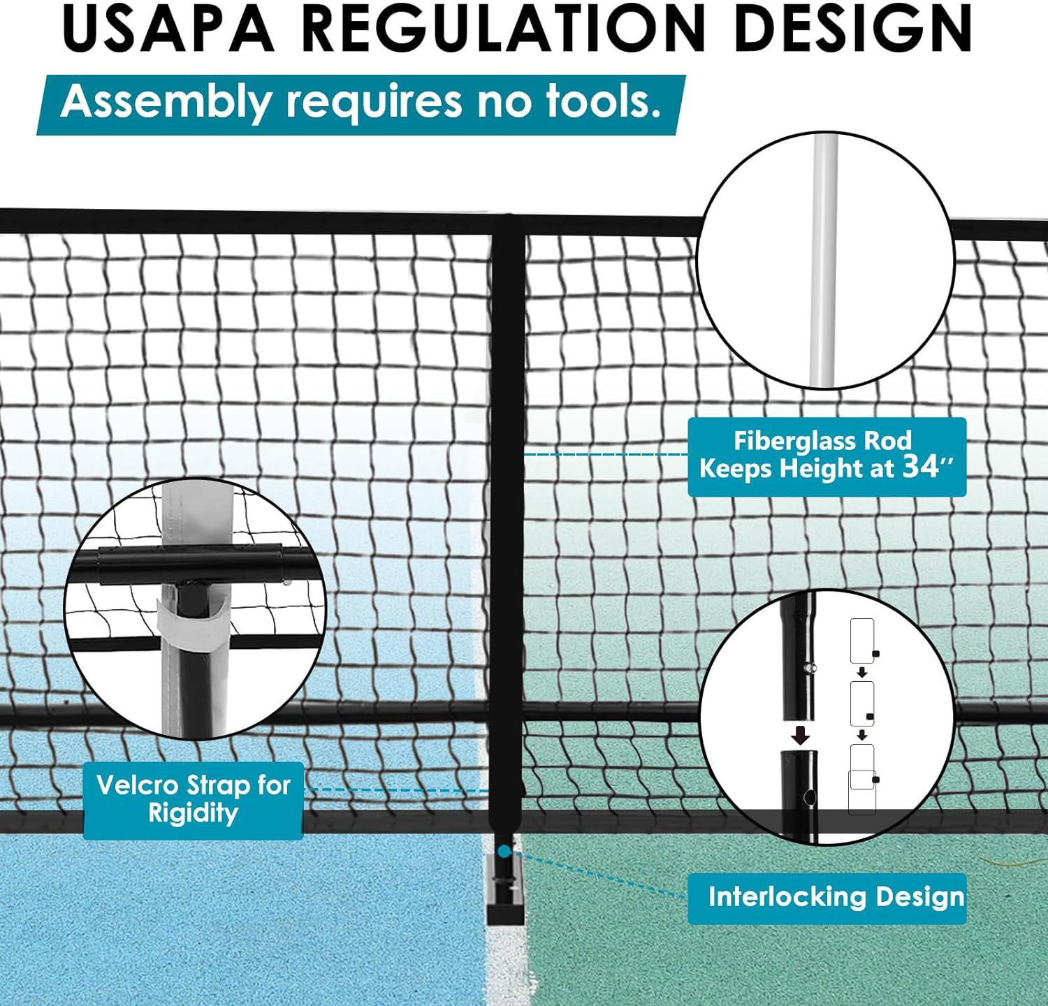 Pickleball Net System,Portable Pickleball Net Outdoor,22 FT Full Size Net with Carrying Bag for Pickleball Enthusiasts image number 4