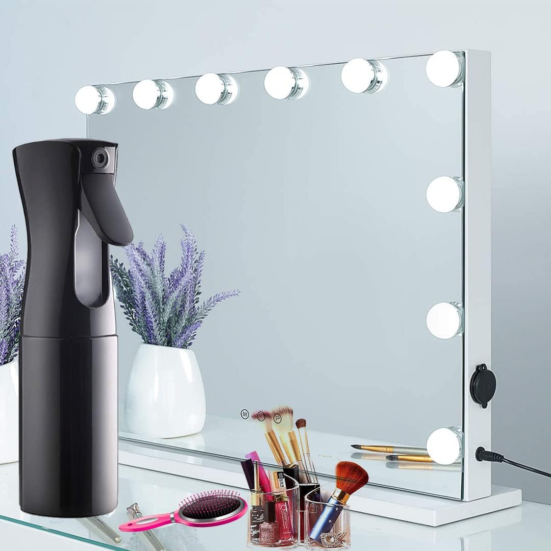 Premium Mist Spray Bottle - 10Oz/300Ml, Continuous Mister Water Spray Bottle for Long Straight & Curly Hair Styling, Plants, Ironing, Cleaning, Salon & Skin Care&hellip; (Black) image number 1