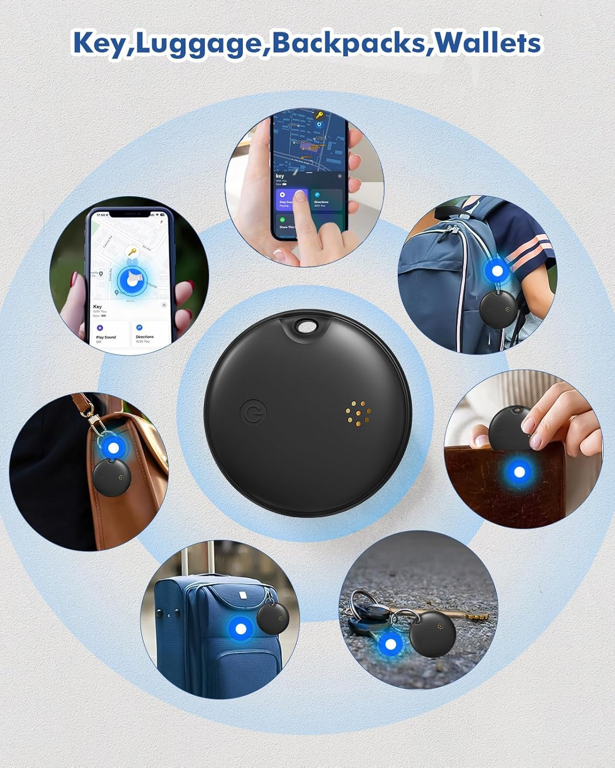 Dual System Item Tracker Tag for Android or Ios Iphone, Work with Apple Find My Google Find Hub, Item Locator for Luggage Backpack Key Etc 4 Pack Black image number 5