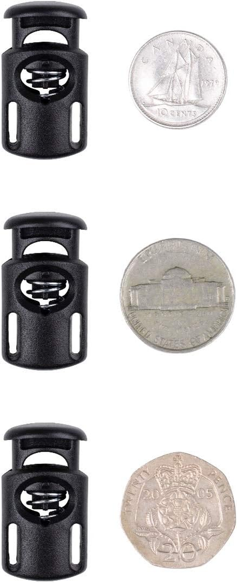 Plastic Cord Locks End Spring Stop Toggle Stoppers Multi-Colour (10PCS Black) image number 5