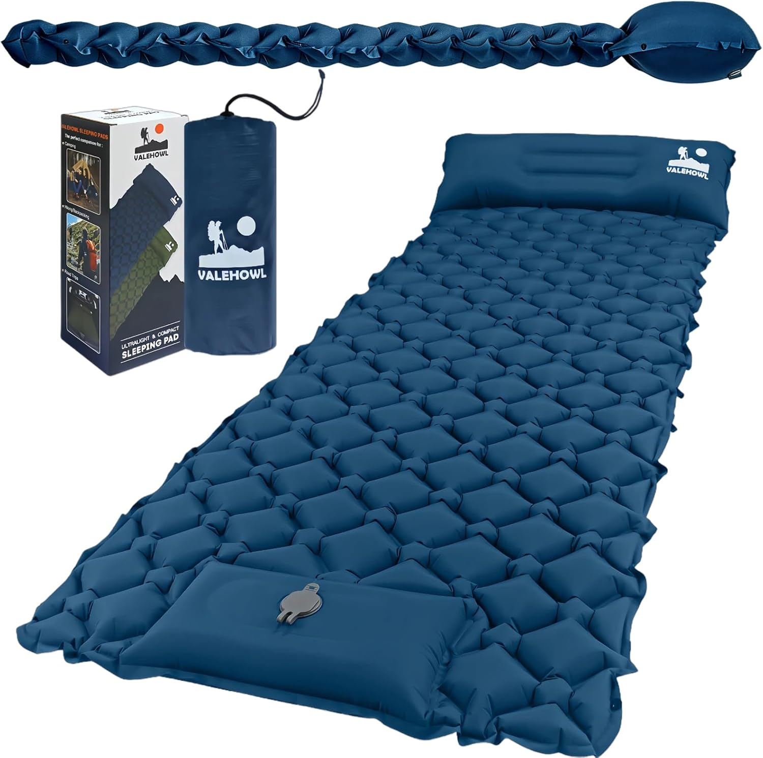 1.8 Pounds Ultralight Inflatable Camping Sleeping Mat, Portable Outdoor Air Mattress, Compact Backpacking Sleeping Pad for Hiking, Tent, Travel