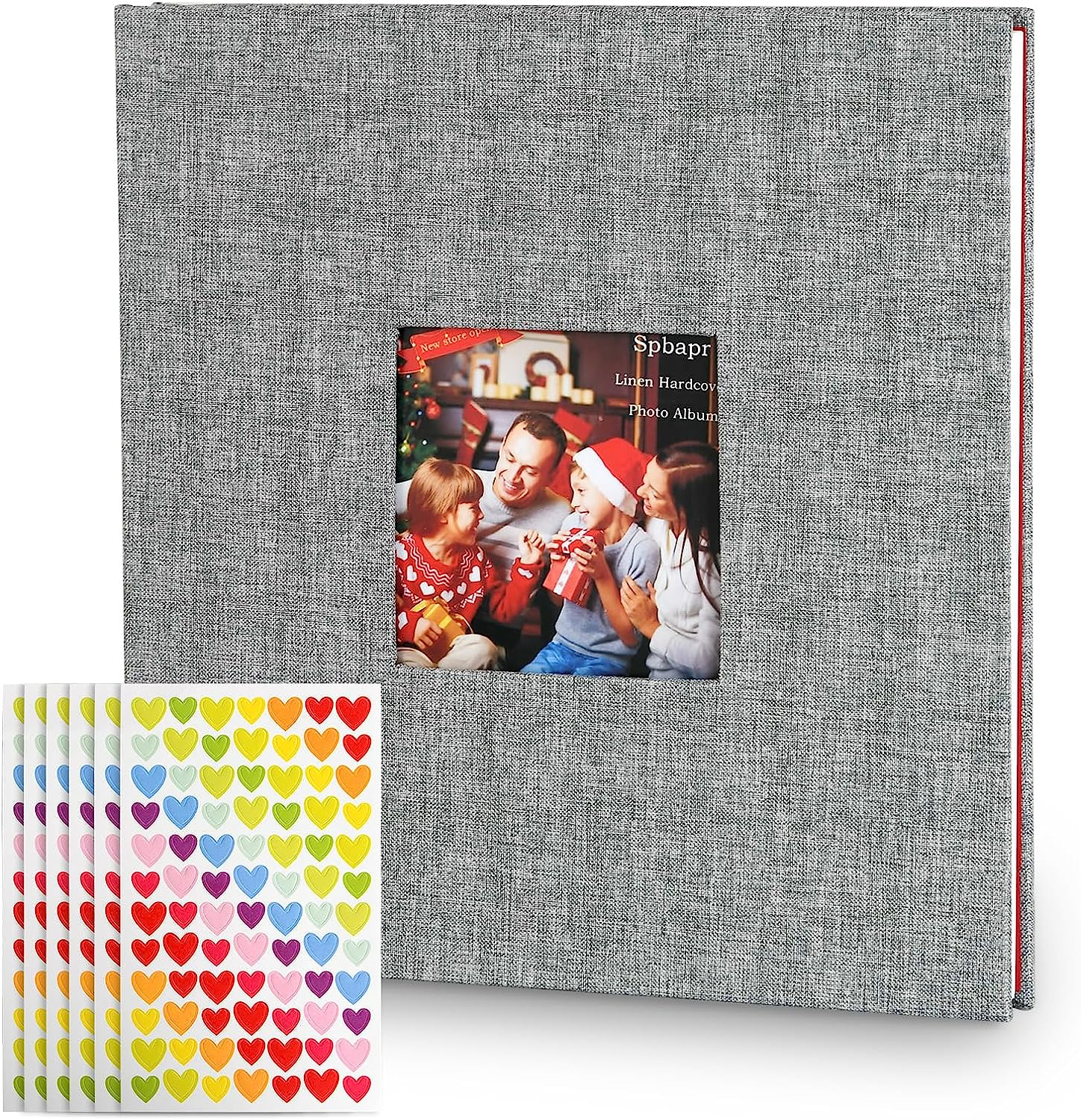 Large Photo Album Self Adhesive 40 Pages with Stickers, DIY Album Scrapbook for 3X5 4X6 5X7 8X10 Pictures (Grey)
