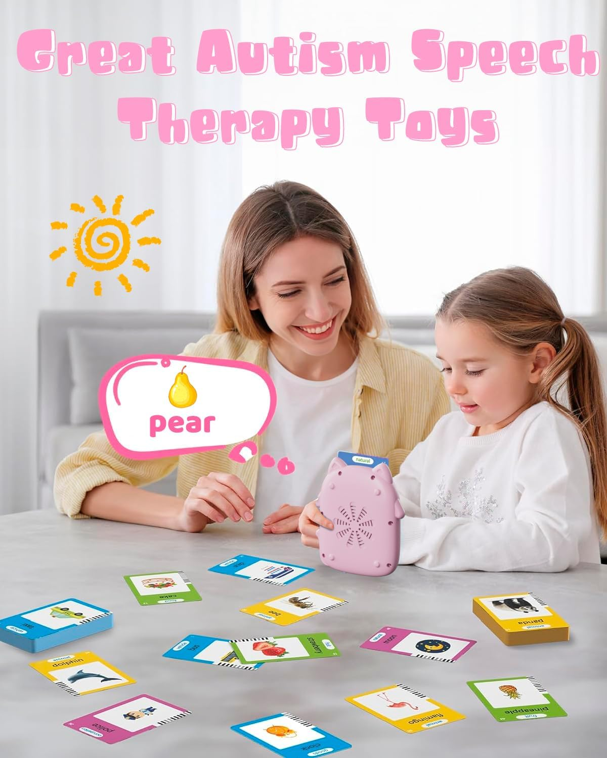 Micomlan Talking Flash Cards for Toddlers - 510 Sight Words Montessori Toys, Learning Educational Gifts, Autism Speech Therapy Toys for Age 2 3 4 5 Years Old Boys and Girls Birthday Gifts, Pink image number 3