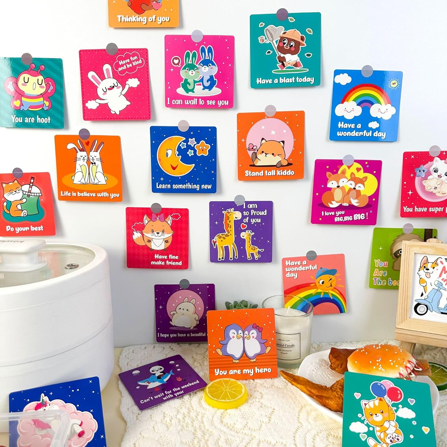 60 Pcs Affirmation Cards for Kids,Lunch Box Notes,Funny Inspirational Cards,Cute Self Encouragement Positive Thinking Card,Motivational Card,Gifts for Children Toddler Girls Christmas image number 1