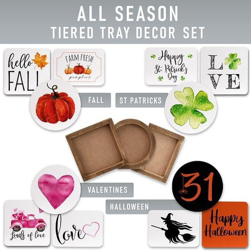 The Ultimate Farmhouse Tiered Tray Decor Set - Beautiful Year round Seasonal & Fall Holiday Decoration Bundle - the Perfect Lemon and Summer Centerpiece Design for Home & Kitchen Decor image number 3