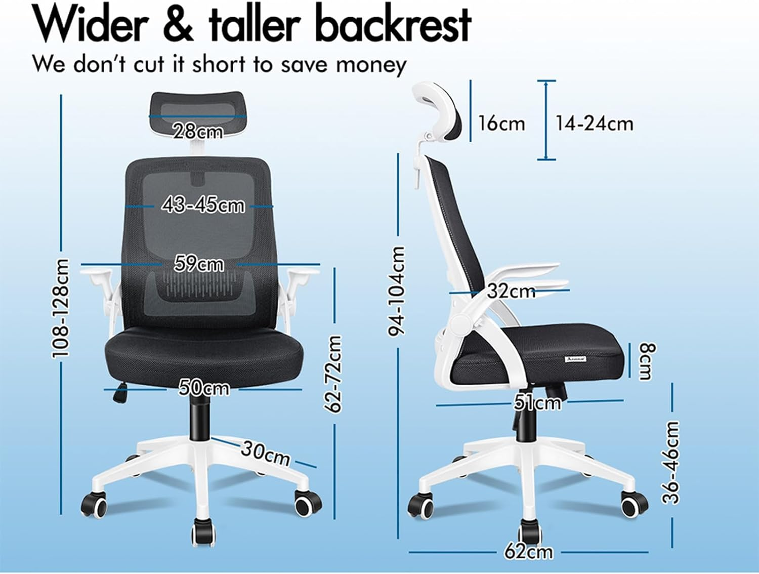 ALFORDSON Office Chair Mesh Computer Chair Swivel Executive Desk Chair with Adjustable Headrest and Armrest Arco Series(White Black) image number 4