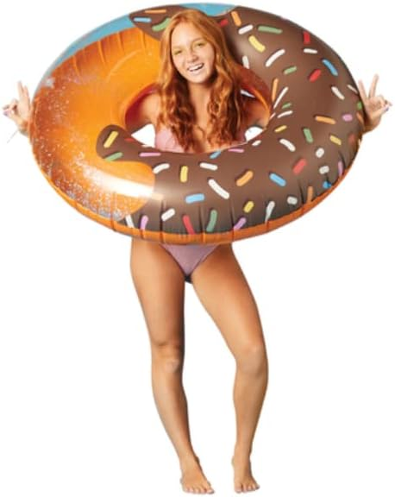 Frosted Donut Inflatable Inner Tube Pool Float 40In - Chocolate