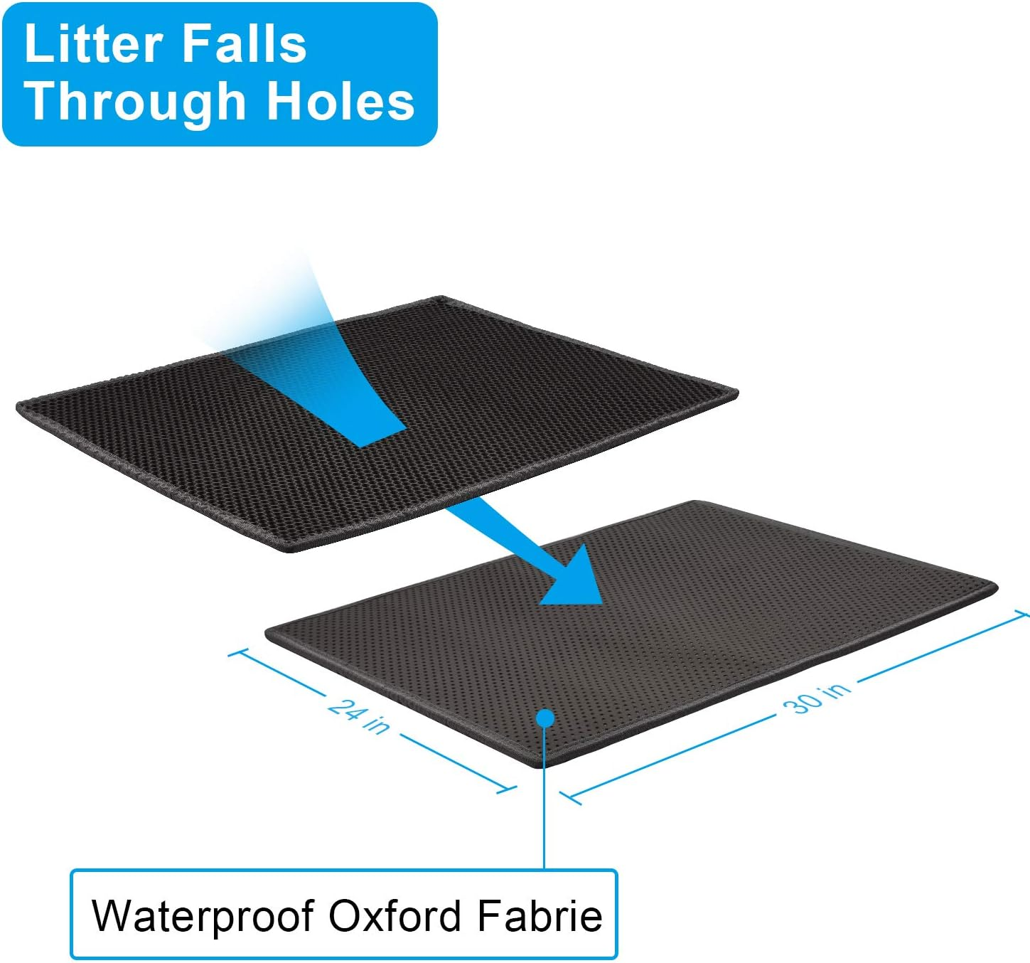 Cat Litter Mat Litter Boxes Trapper Mat Trapper Size 24" X15", Honeycomb Double-Layer Waterproof Urine Proof Material, Easy Clean Washable and Floor Carpet Protection (Light Grey) image number 3