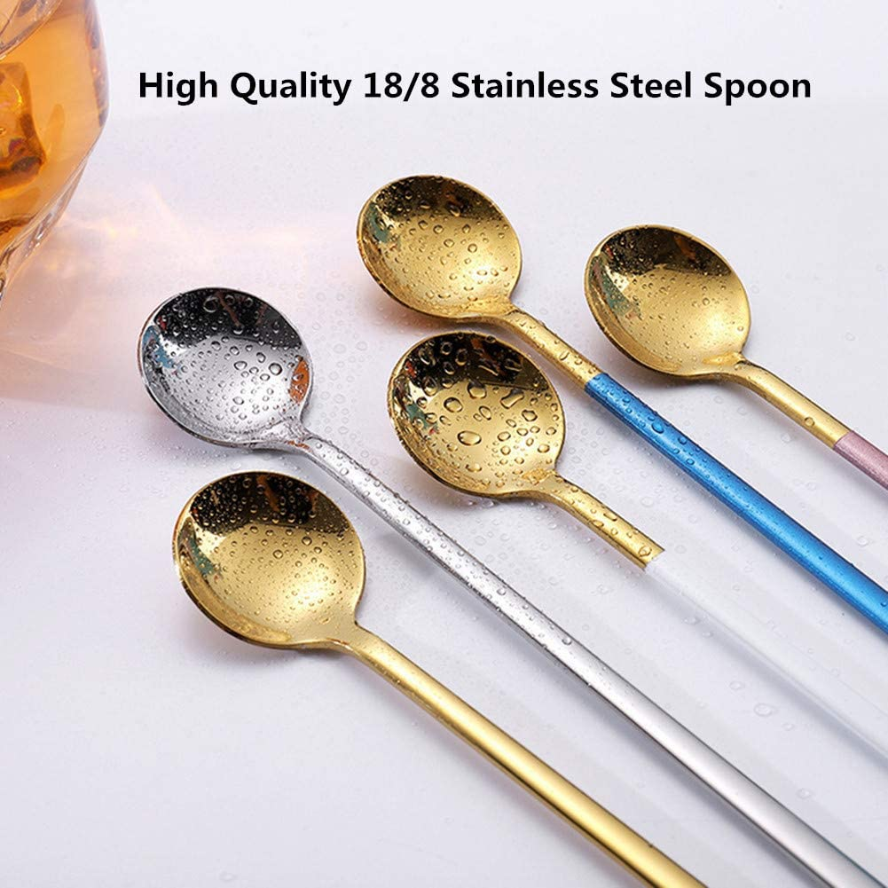 10 Pack Espresso Spoons, Gold Plated Stainless Steel Mini Teaspoons Set for Coffee Sugar Dessert Cake Ice Cream Soup Antipasto Cappuccino,5.3 Inch image number 3