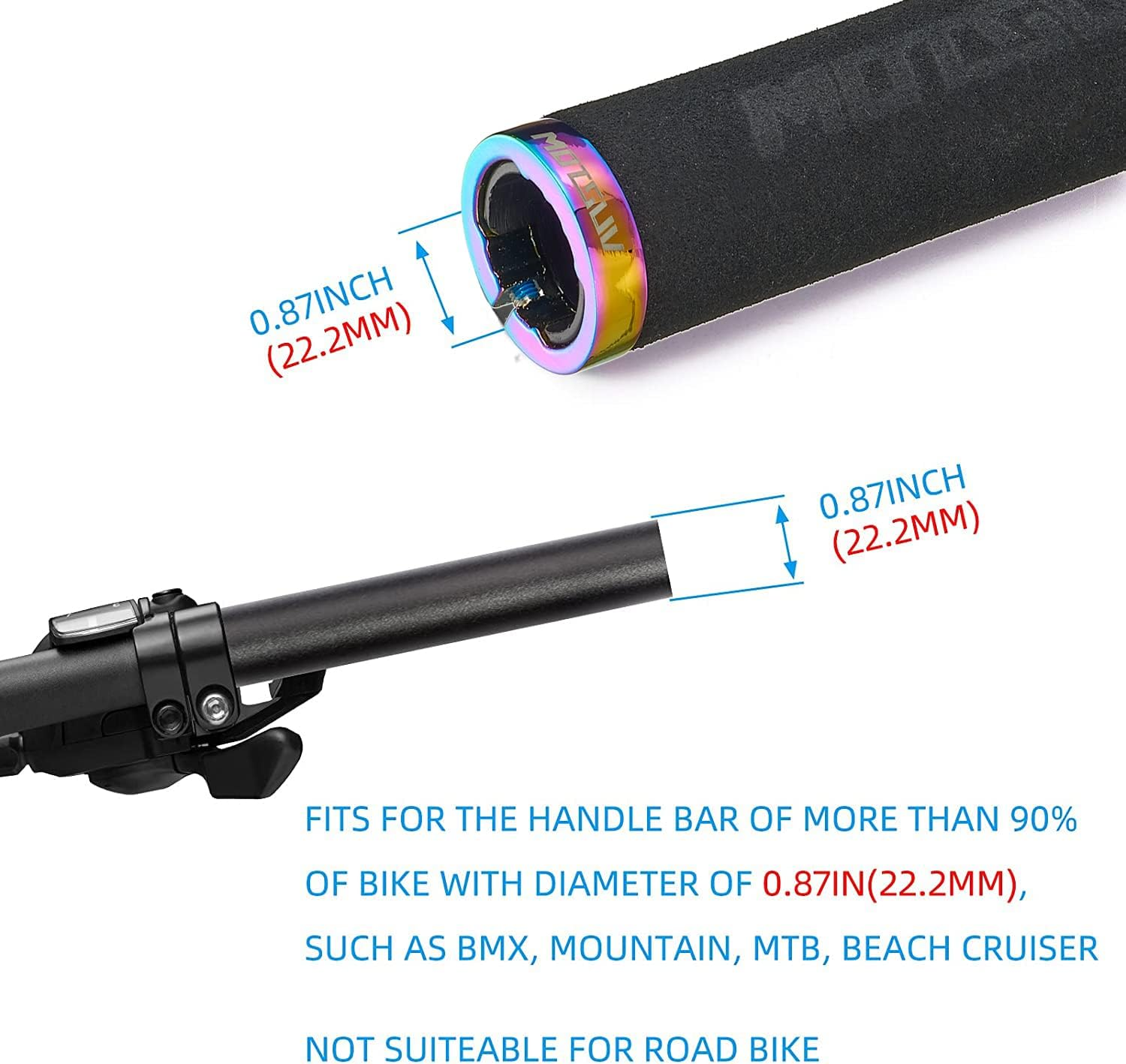 Bike Grips Foam Single Lock on Bicycle Handle Bar Soft Comfortable Non-Slip Bike Handle Grips for BMX Mountain MTB Beach Cruiser Scooter - Black image number 4