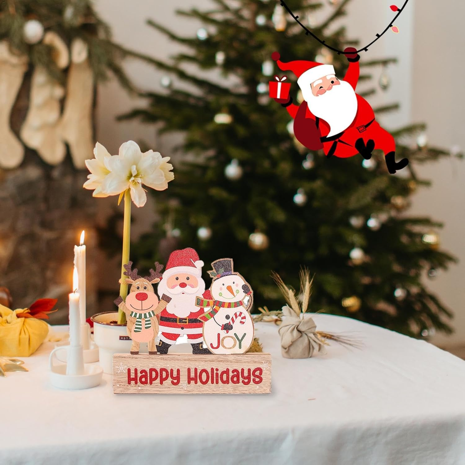 Christmas Table Top Wooden Sign,Scene Layout Ornaments | Indoor Christmas Decorations Christmas Wooden Tabletop Signs Christmas Tabletop Decoration for Tables image number 5