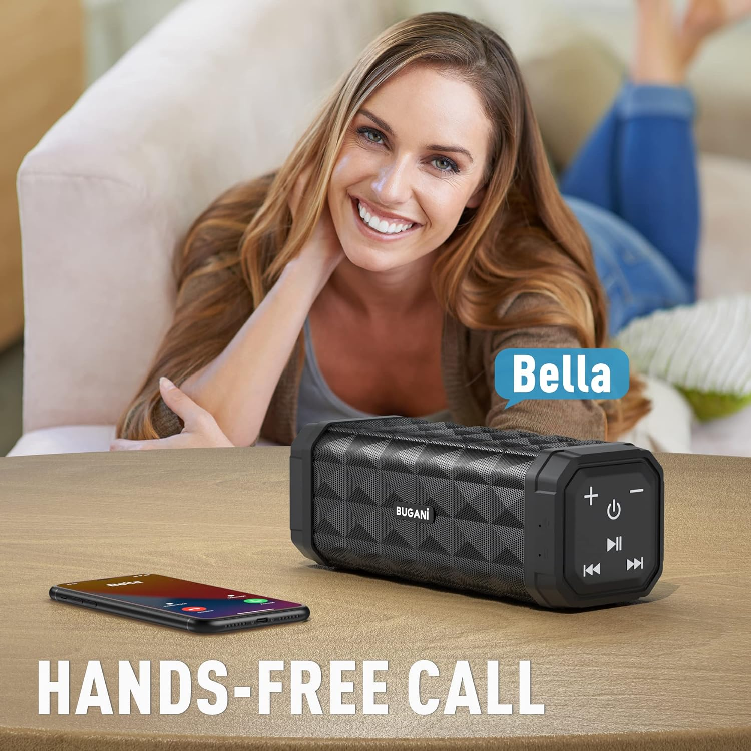 BUGANI Bluetooth Speaker M99 Speaker Bluetooth Wireless, Louder Volume, Stereo Sound, 24H Playtime, 100Ft Wireless Range, IPX5 Waterproof, Built-In Mic, Wireless Speaker for Home, Outdoor, Black image number 4