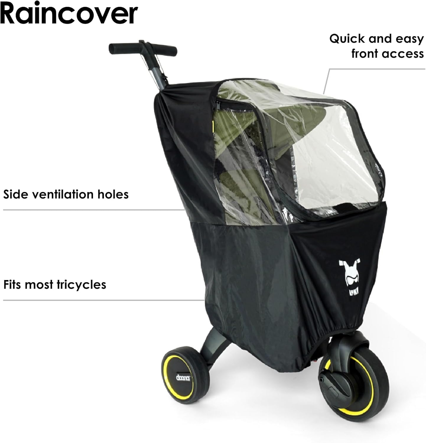Doona Liki Rain Cover, Water Resistant, Trike Rain Cover, Black Plastic image number 1