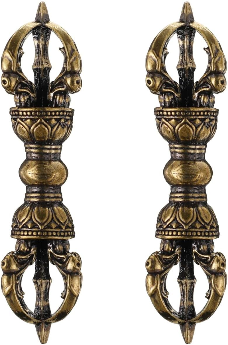 Homoyoyo 2PCS Buddhism Supplies Brass Vajra Buddhism Dorje Vajra Phurba Unique Brass Pestle Dharma Ornament Feng Shui Amulet Handmade for Home Office Tabletop Decoration image number 6