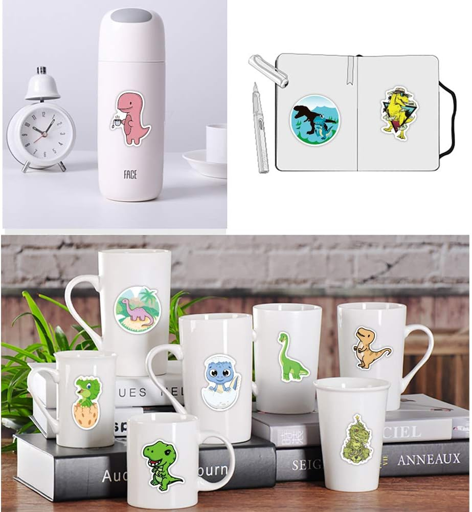 Dinosaur Stickers for Water Bottles 50-Pack, Cute, Waterproof Stickers for Teens, Girls, Perfect for Laptop, Phone, Skateboard, Travel| Extra Durable Vinyl (Dinosaur-50Pcs) image number 5