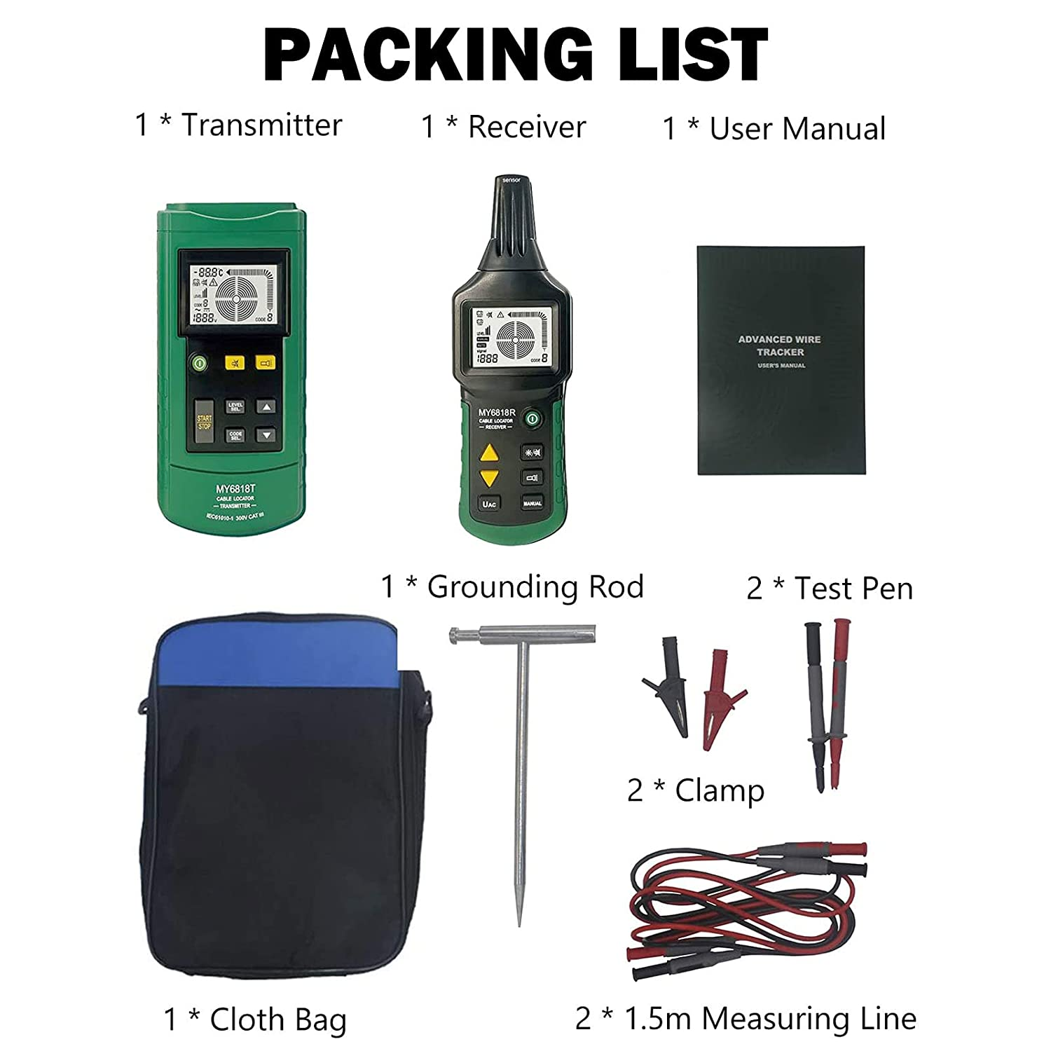 Wire Tracker, Telephone Cable Locator 12-400V AC/DC Wall Underground Pipe Wire Detector, Professional Cable Toner Finder, Electrical Circuits, Fuses, Switches, Short Circuit Breaker Fault Finder image number 1