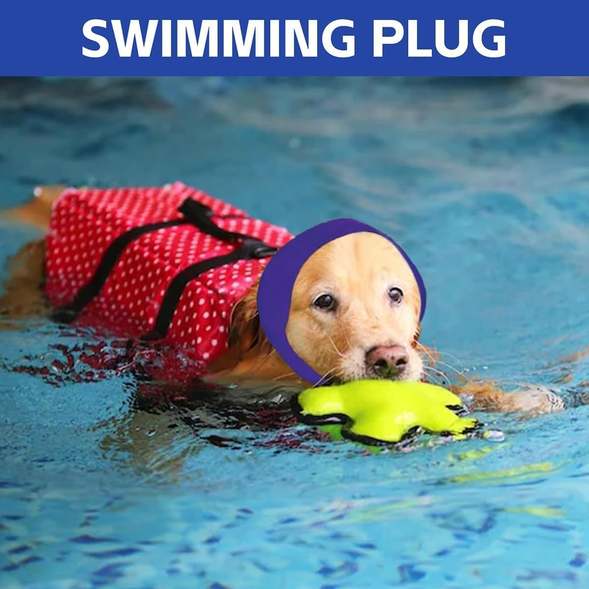 MANON ROSA Dog Ear Covers for Bathing & Swimming Waterproof &ndash; 2Pcs Upgraded Anti-Slip Dog Shower Swim Cap, Ear Plugs, and Rain Hat for Medium Large Dogs Puppies Cats (1 Pink 1 Purple,M) image number 7