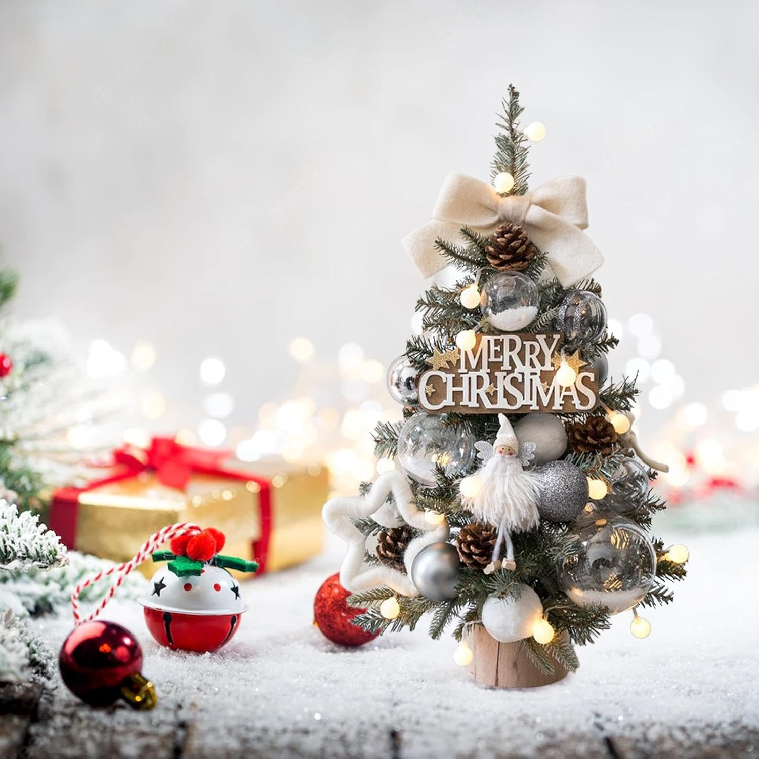 Christmas Tree with Lights, 18-Inch Portable Table Ornaments Christmas Trees, Artificial Tabletop Christmas Tree, Lighted Christmas Tree Decor for Rooms image number 5