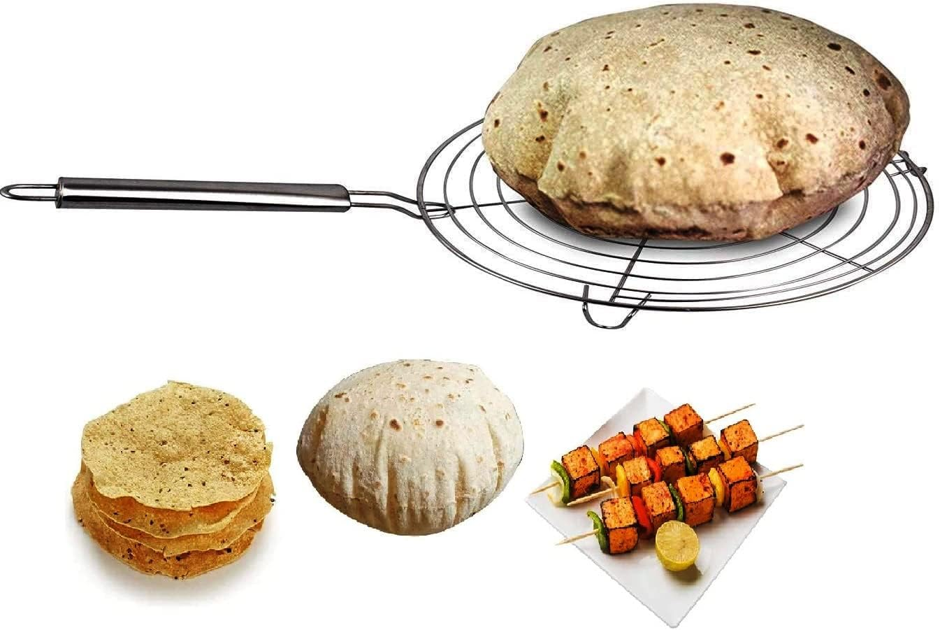 Billion Deals Stainless Steel round Roti Grill, Dia-9 Inches, Multi-Purpose for Roti Jali, Papad, Chapathi, Cooling Rack image number 1
