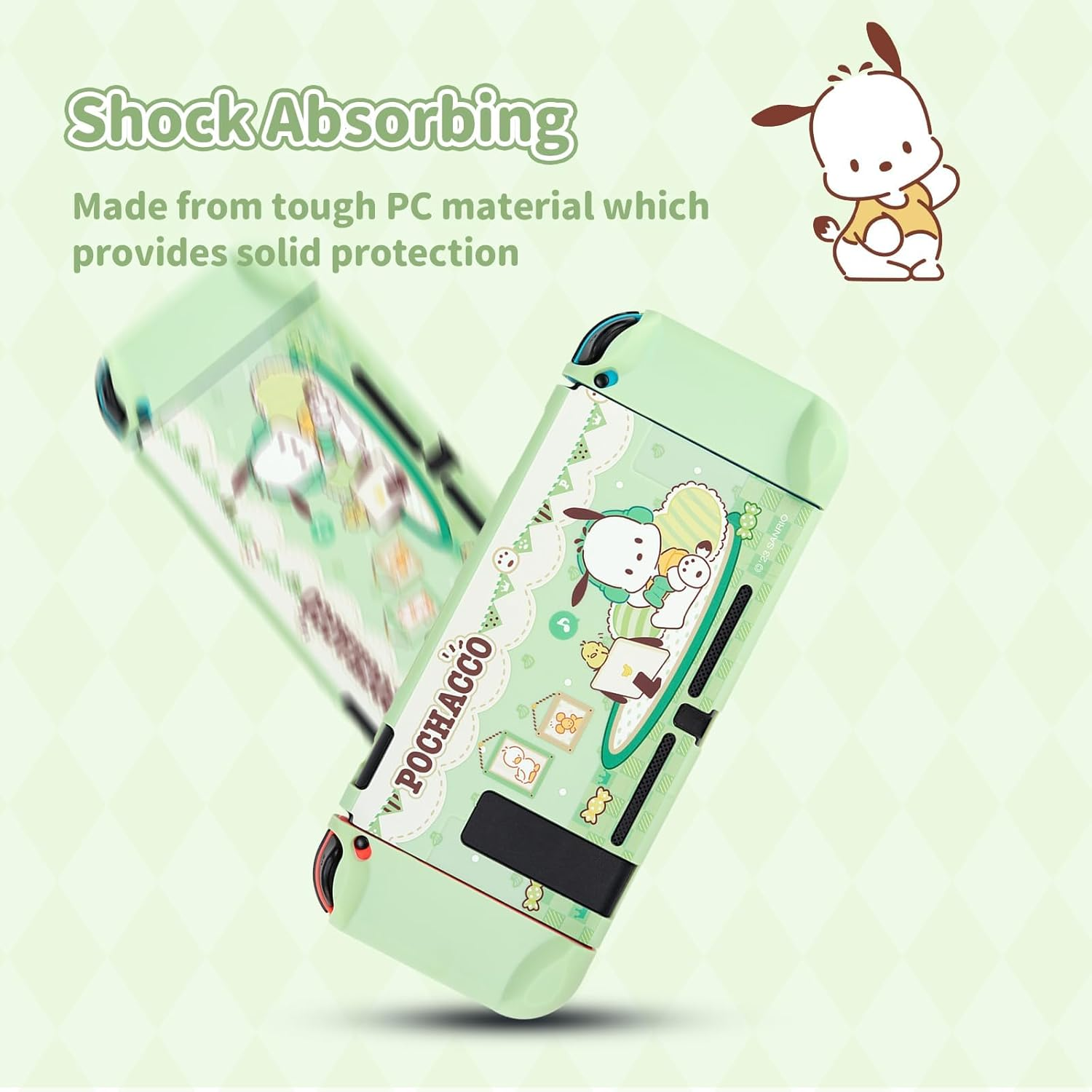 Switch Protective Case for Regular Switch, Cute Cartoon Slim Cover Case,Hard PC Protective Shell Compatible with Regular Switch Console and Game Console Controllers (Green)