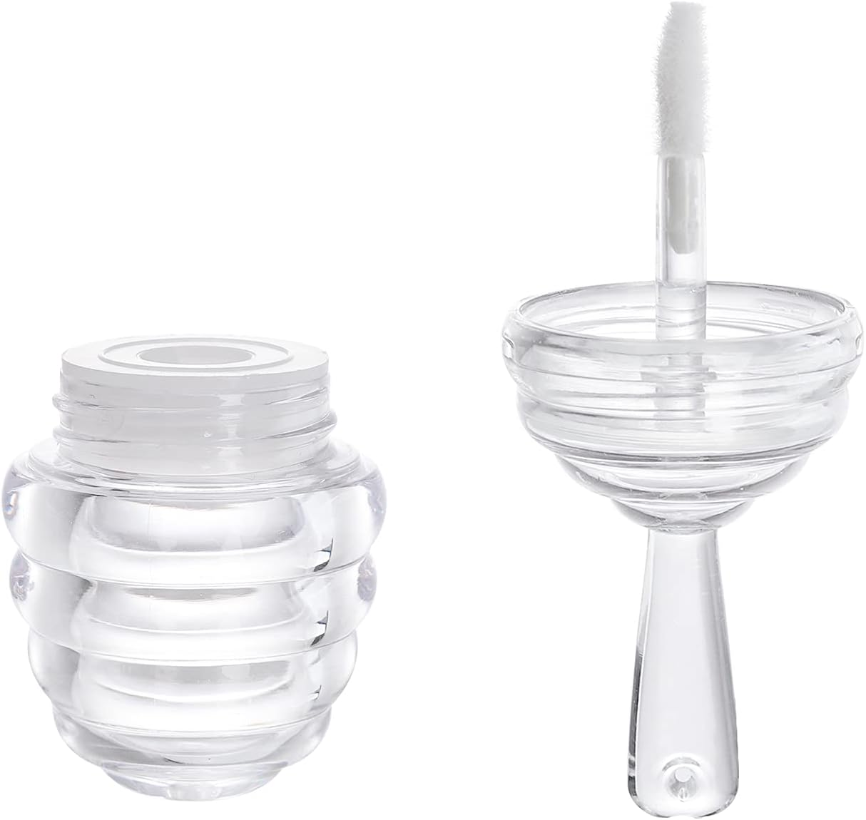 DEAYOU 30 Pack Empty Lip Gloss Wand Tubes, Honey Pots Shaped Refillable Plastic Lipgloss Containers, Mini Reusable Clear Lipstick Brush Bottles for Makeup, DIY Cosmetic Sample Bottle (0.2OZ/ 6Ml), Clear