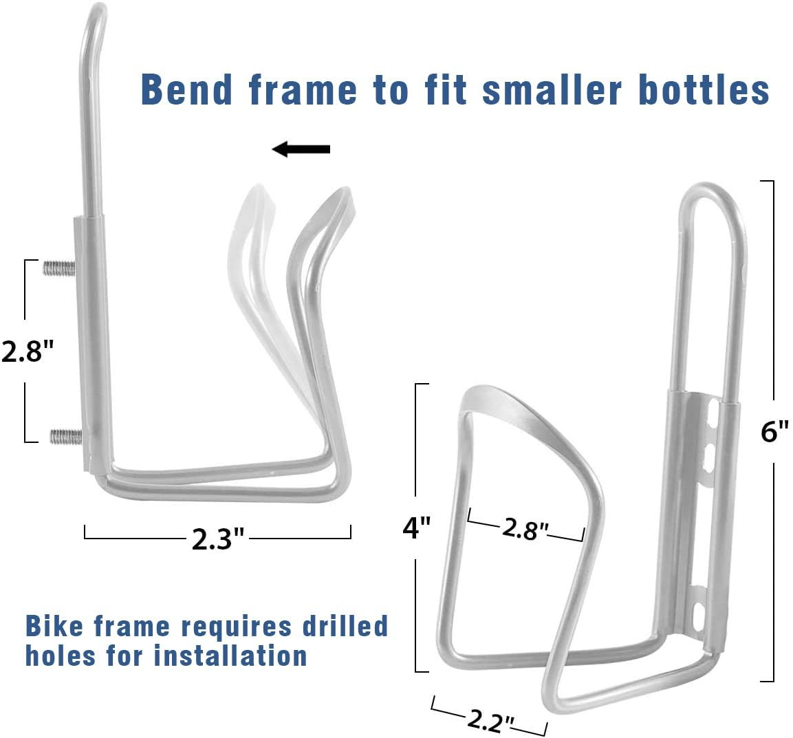 QUMOX Water Bottle Cages Holder - Lightweight Alloy Aluminum for Bike Silver image number 3