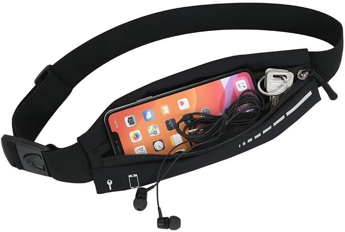 Slim Running Belt Fanny Pack, Waist Reflective Pouch Belt for Sport, Money Phone Keys, Black image number 1
