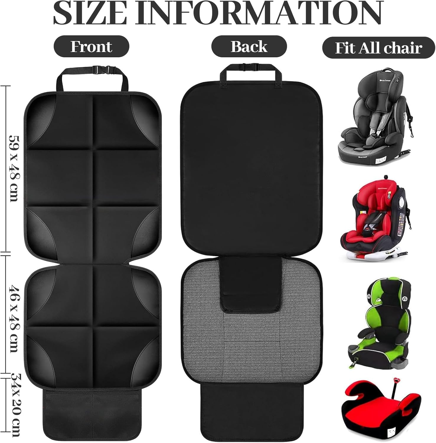 Car Seat Protector for Child, Baby, Pets, Car Seat Cushion Mat Thickest Padding with Mesh Pockets, Universal Waterproof 600D Fabric Car Seat Covers with Non-Slip Backing image number 2