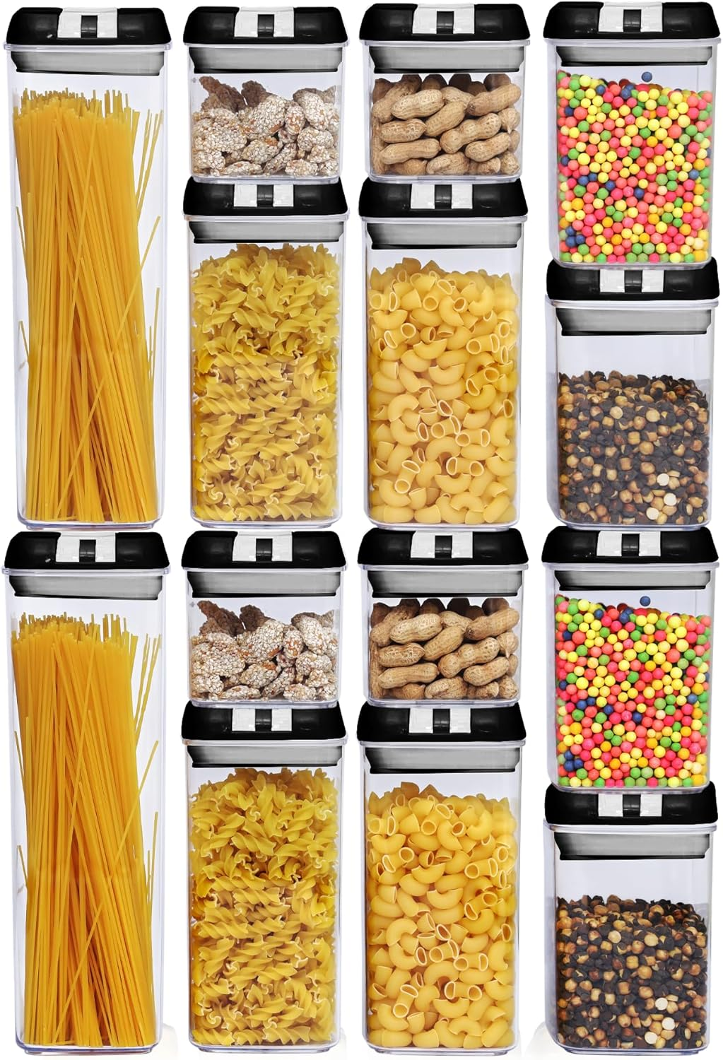 Premium 14-Pack Food Storage Containers with Lids-Crystal Clear Kitchen Storage Plastic Containers with Airtight Fliplock Lids-Durable & Versatile Food Containers with 20 Labels & Pen (Black) image number 1