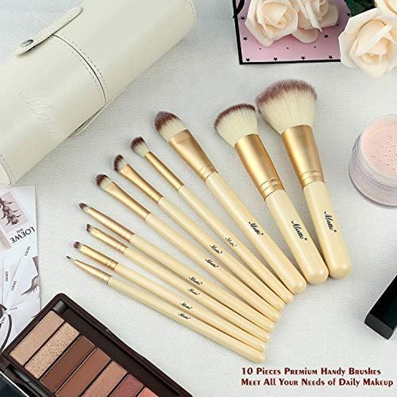Matto Makeup Brushes Ivory Make up Brushes 10-Piece Makeup Brush Set with Brush Holder image number 4