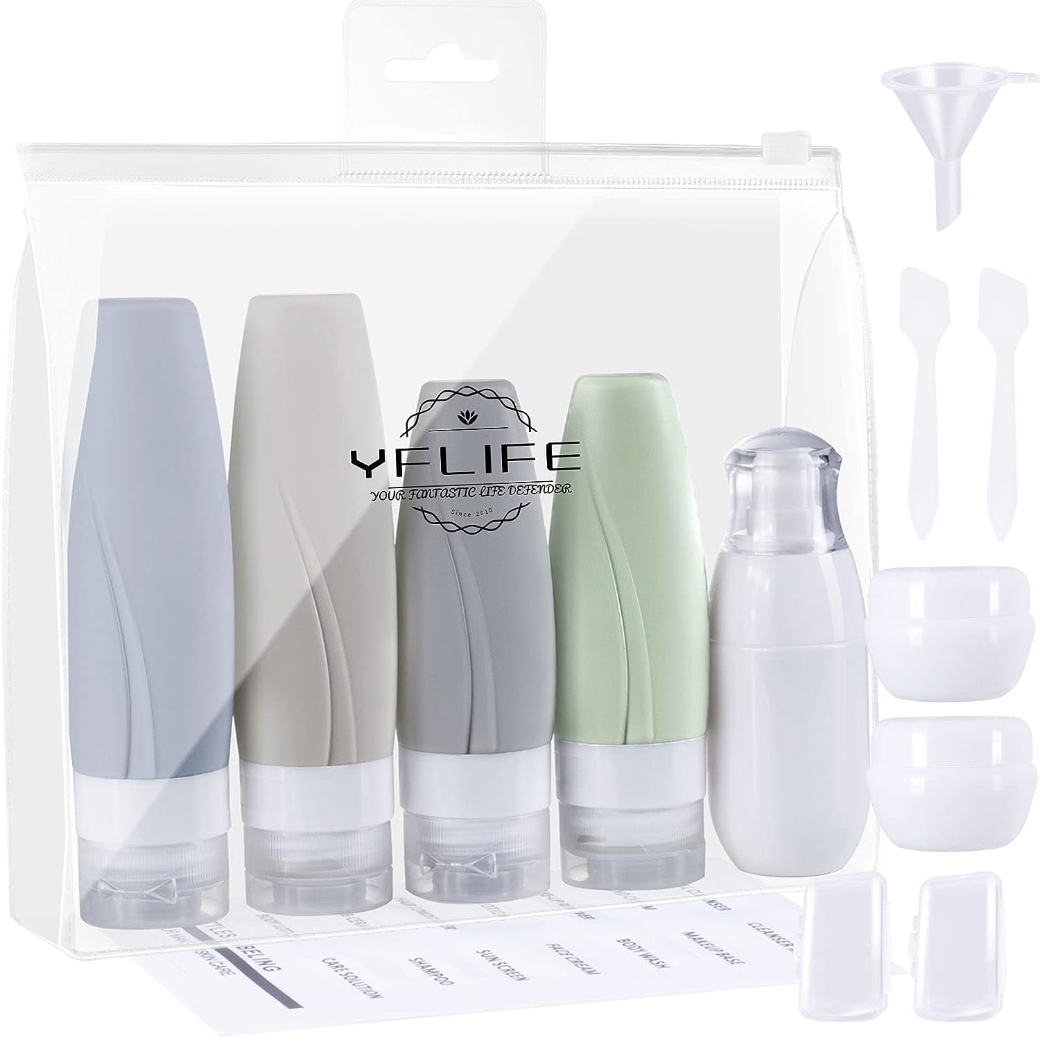 Travel Bottles for Toiletries 15 Pieces with Travel Toiletries Bag Travel Spray Bottle Travel Containers, Travel Essentials, Travel Accessories, Tsa Approved Leak Proof Squeeze Silicone Travel Bottles image number 1