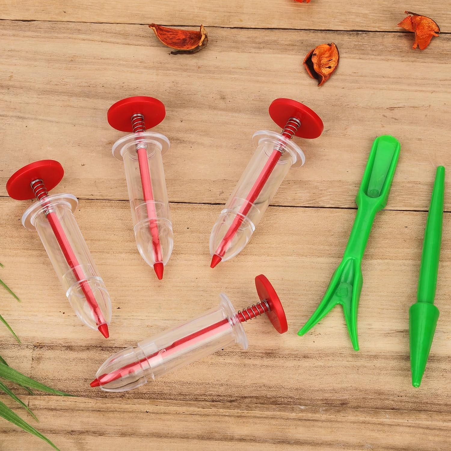 6Pcs Mini Seed Spreader, Manual Seedlings Dibber and Widger Set Handheld Garden Hand Seed Sower Planter Tool Small Sowing Seed Dispenser for Tiny Seeds Planting Vegetable, Flowers image number 3