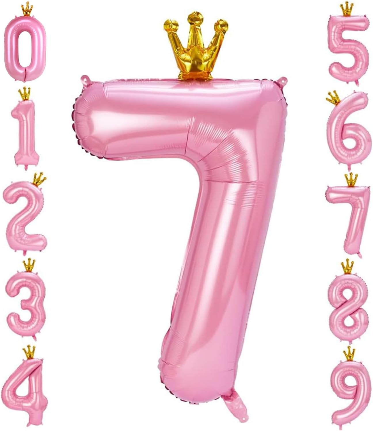 40 Inch Pink Number Balloon with Crown, Huge Giant Balloons Foil Mylar Number Balloons for Birthday Party Wedding Anniversary Decorations (Number 0) - Number 1 image number 5