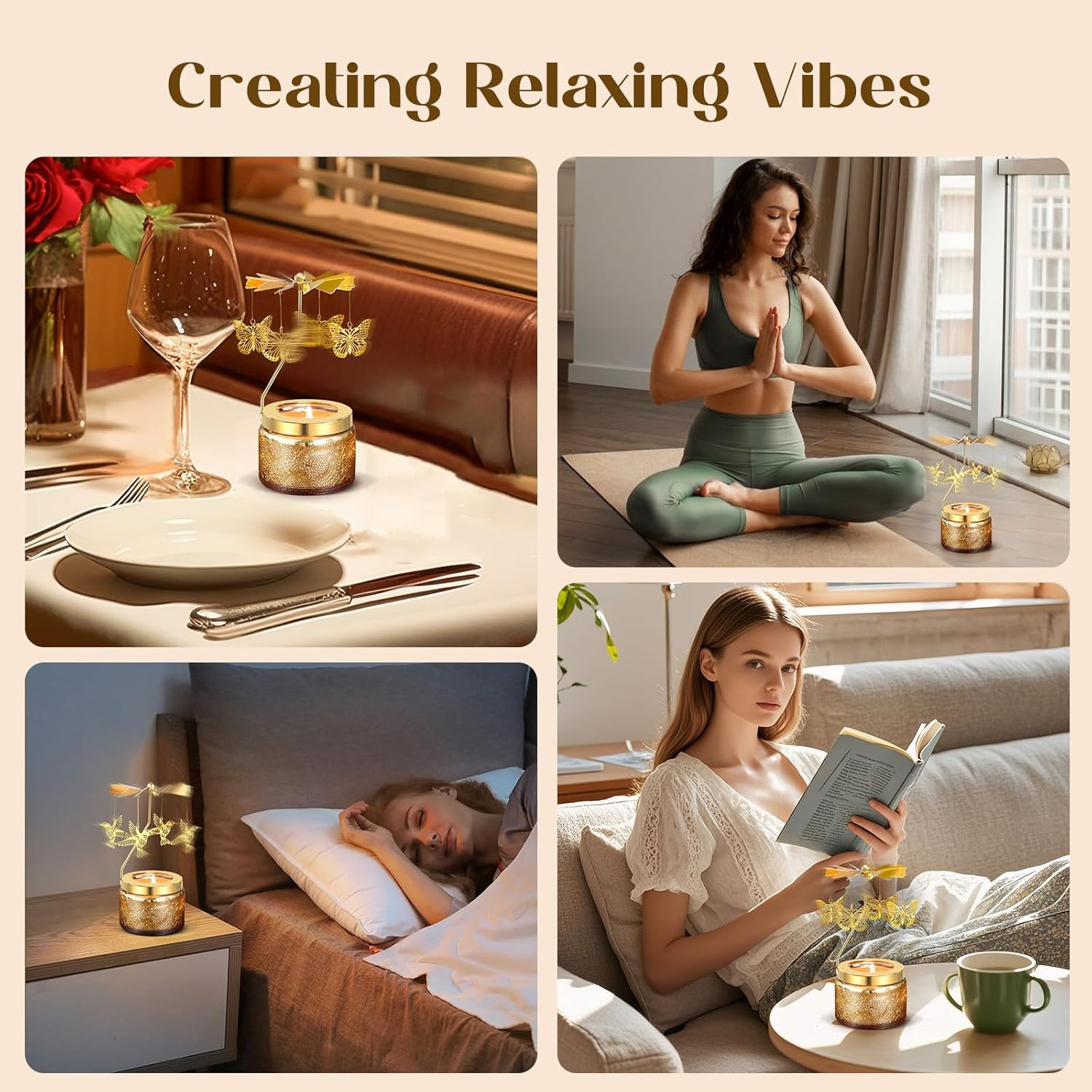 Elegant Rotating Candle, Auto-Rotating Scented Candle, Creates Romantic Ambiance, Butterfly Rotating Candles for Mom Girlfriend Sister Wife, Perfect for Birthdays, Weddings & Holidays Gift(Osmanthus) image number 5