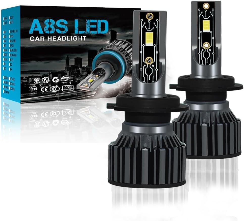 LEFAFA H7 LED Headlight Bulb, 16000LM 6000K High Low Beam Halogen Replacement LED Bulbs Cool White, H7 Car Fog Lights Cool Fan Fog Bulb, Plug and Play, Pack of 2 (H7)