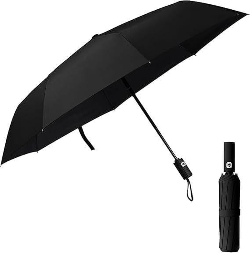 Windproof Foldable Large Windproof Umbrella -, Travel Portable | Business Classic Fashion, Sturdy Military Grade Steel Frame | Quick Open and Close (Matte Black)