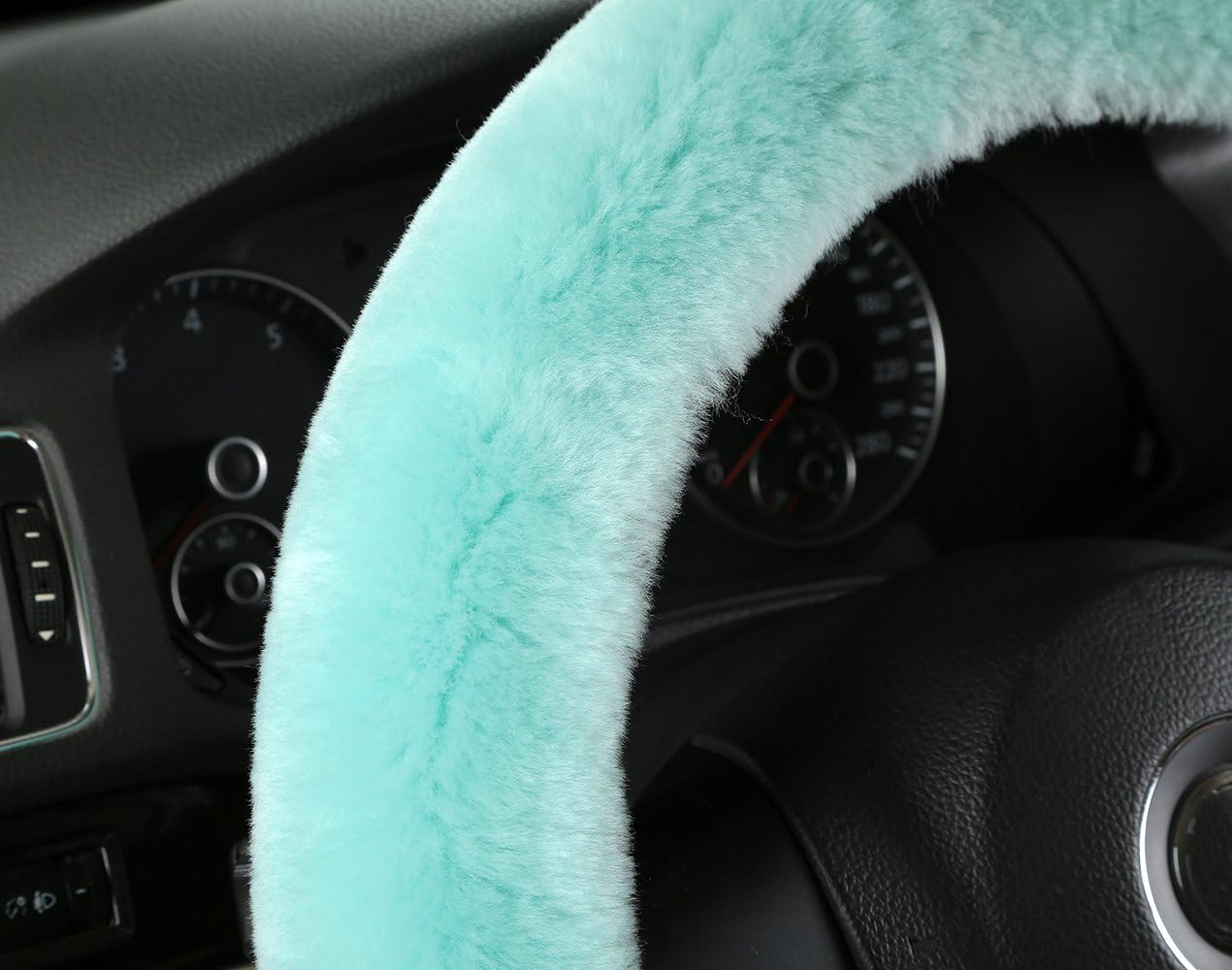 Bellesie Universal Warm Winter Genuine Wool Sheepskin Car Steering Wheel Cover Cushion Protector for 35Cm-43Cm Steering Wheel in Diameter image number 1
