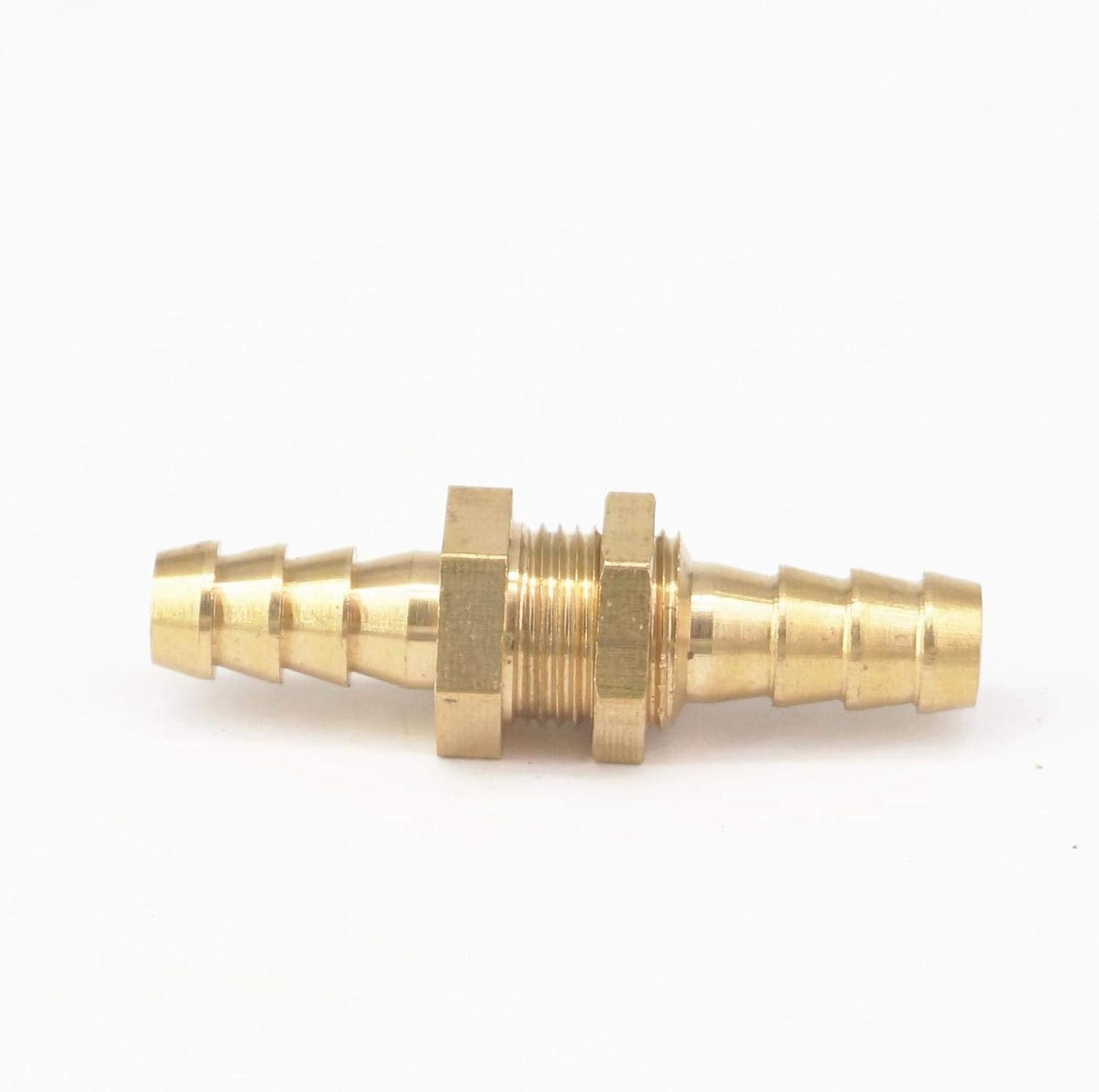 2Pcs Brass Bulkhead Fitting, Pipe Fitting Hose Barb Bulkhead Brass Barbed Tube Pipe Fitting Coupler Connector Adapter for Fuel Gas Water Copper, 6Mm (1/4") image number 2