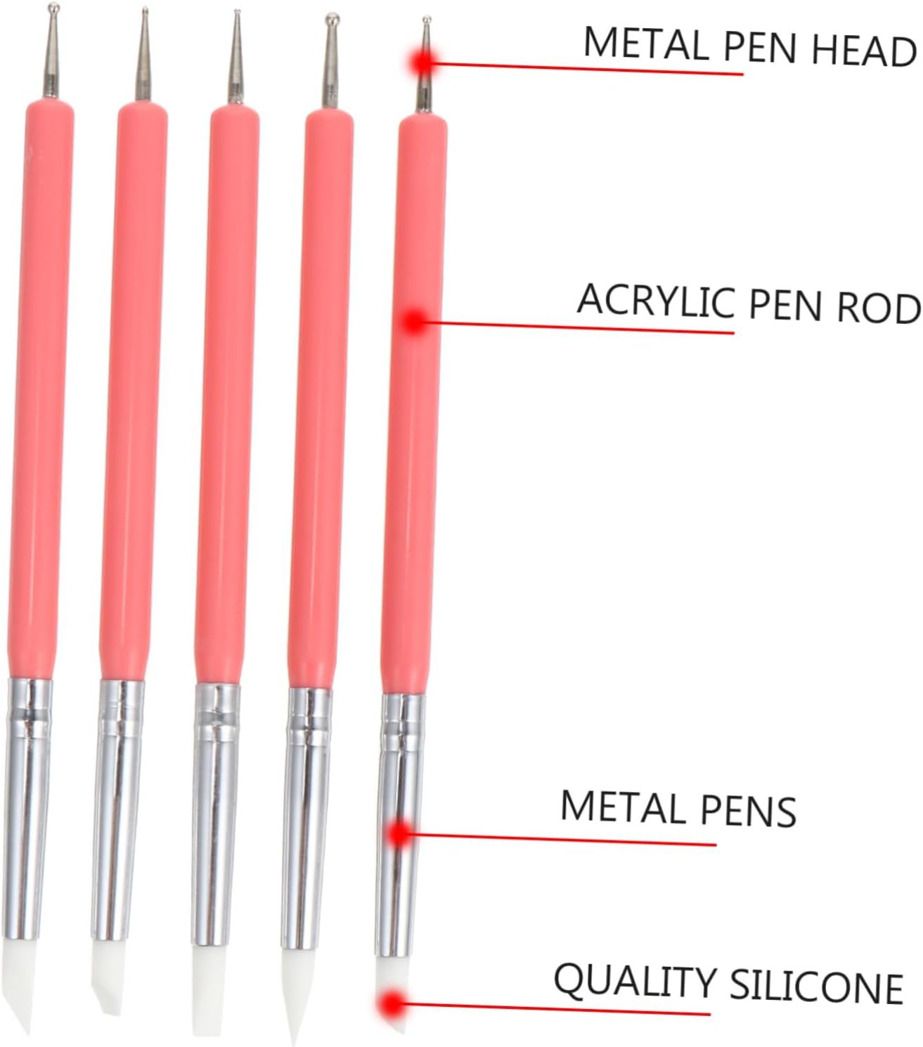 5Pcs Nail Art Pen Dual Silicone Heads for Nail Art Dotting and Manicure Use as Brush Pen for Detailed Designs image number 4